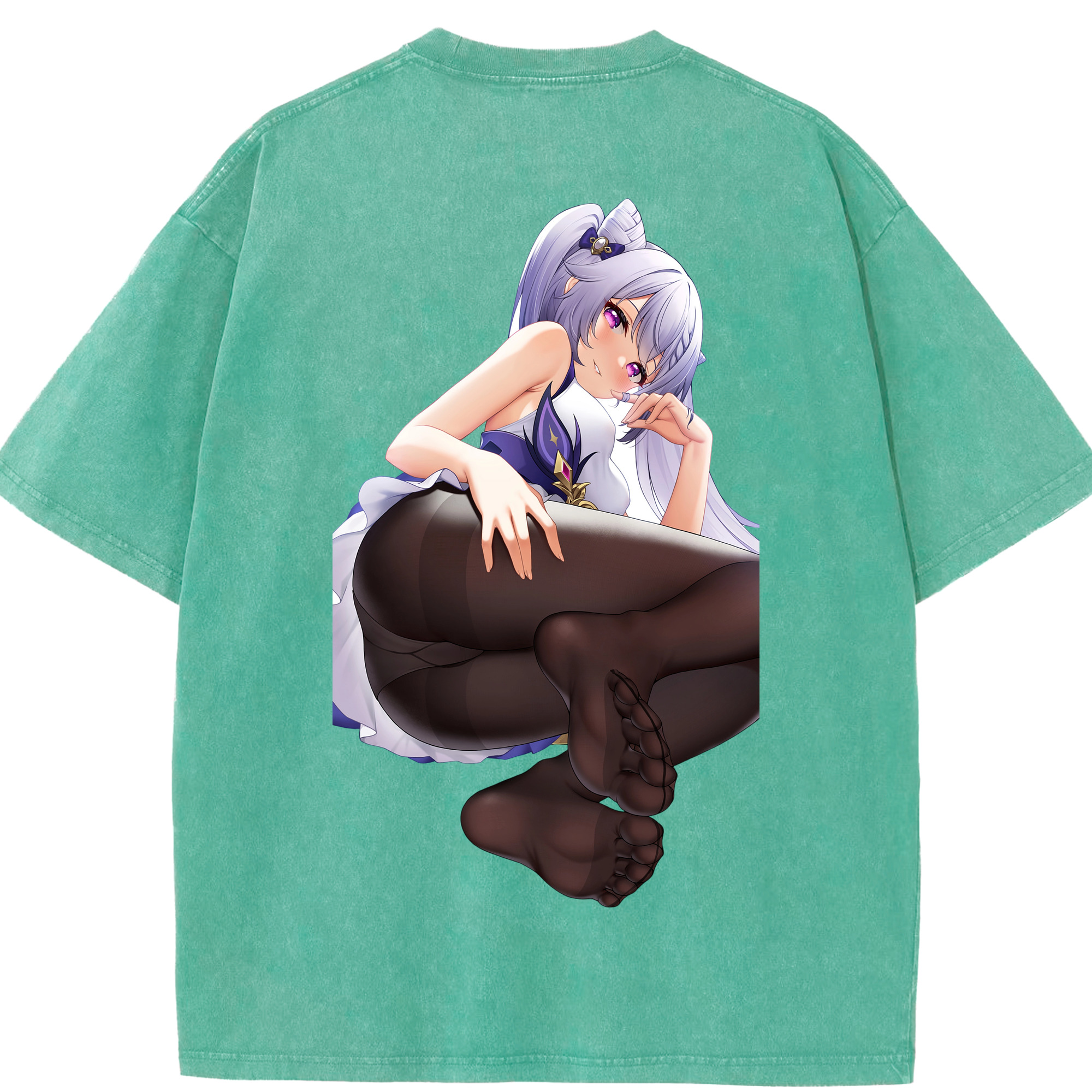 げんし神 刻晴 こくせい genshin Kokusei 綿100% ヴィンテージ風 半袖Tシャツ（背面プリント）